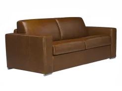 Driezits-Slaapbank 100% Buffelleer Delectea Ii - Kleur: Vintage Karamel