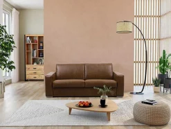 Driezits-Slaapbank 100% Buffelleer Delectea Ii - Kleur: Vintage Karamel