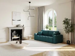 Driezitsslaapbank Van Blauwgroene Bouclestof Issoro