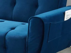 Driezits-Slaapbank Van Fluweel Polani - Nachtblauw