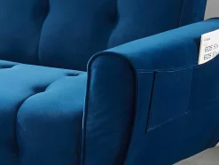 Driezits-Slaapbank Van Fluweel Polani - Nachtblauw