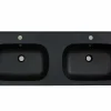 Dubbele Inbouwwastafel In Hars Met Steenlook - Zwart - L120 X B46 Cm - Atiwa