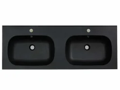 Dubbele Inbouwwastafel In Hars Met Steenlook - Zwart - L120 X B46 Cm - Atiwa
