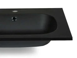 Dubbele Inbouwwastafel In Hars Met Steenlook - Zwart - L120 X B46 Cm - Atiwa