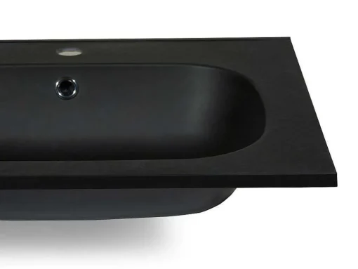 Dubbele Inbouwwastafel In Hars Met Steenlook - Zwart - L120 X B46 Cm - Atiwa