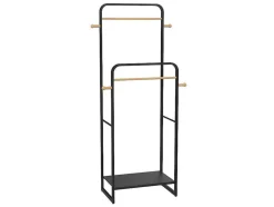 Dubbele Kledingrek Selin - L65 Cm - Zwart Metaal En Beukenhout