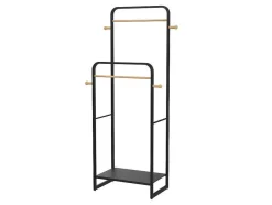 Dubbele Kledingrek Selin - L65 Cm - Zwart Metaal En Beukenhout