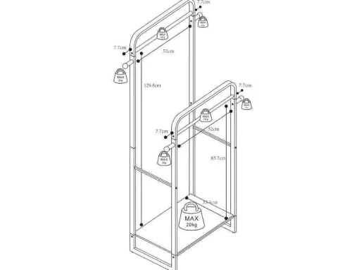 Dubbele Kledingrek Selin - L65 Cm - Zwart Metaal En Beukenhout