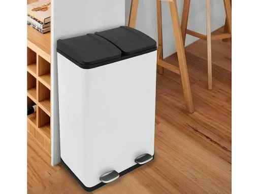 Dubbele Pedaalemmer 60 L - Wit