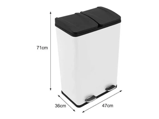 Dubbele Pedaalemmer 60 L - Wit