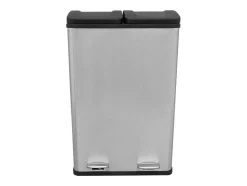 Dubbele Pedaalemmer 60 L - Zilver