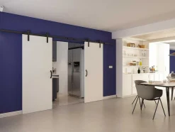 Dubbele Schuifdeur - 2 X H205 X L83 Cm - Mdf + Wit Pvc - Varin