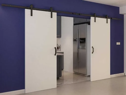Dubbele Schuifdeur - 2 X H205 X L83 Cm - Mdf + Wit Pvc - Varin