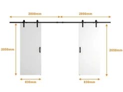 Dubbele Schuifdeur - 2 X H205 X L83 Cm - Mdf + Wit Pvc - Varin