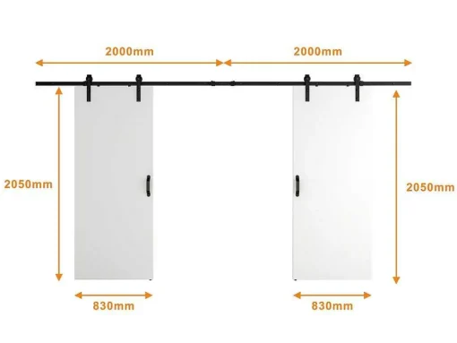 Dubbele Schuifdeur - 2 X H205 X L83 Cm - Mdf + Wit Pvc - Varin