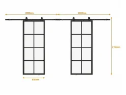 Dubbele Schuifdeur H205 X B83 Cm - Aluminium En Mat Gehard Glas - Wilden