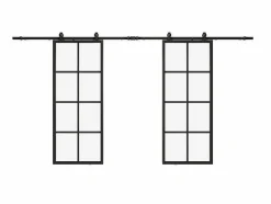 Dubbele Schuifdeur H205 X B83 Cm - Aluminium En Mat Gehard Glas - Wilden
