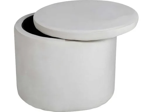 Dunken Poef, Hocker Met Opbergruimte O51Cm Velours Beige.