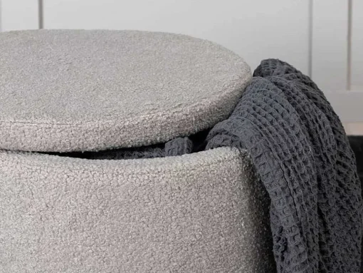 Dunken Poef, Hocker Met Opbergruimte O51Cm Teddystof Bruin.