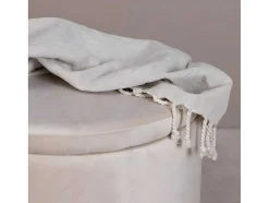 Dunken Poef, Hocker Met Opbergruimte O51Cm Velours Beige.