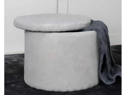 Dunken Poef, Hocker Met Opbergruimte O51Cm Teddystof Bruin.