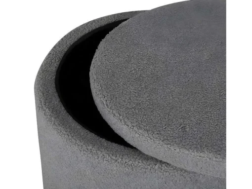 Dunken Poef, Hocker Met Opbergruimte O51Cm Teddystof Bruin.