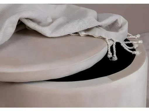 Dunken Poef, Hocker Met Opbergruimte O51Cm Velours Beige.