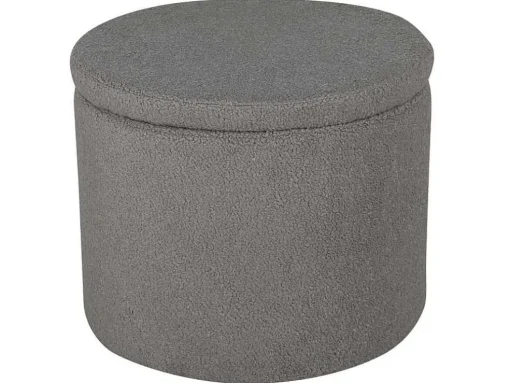 Dunken Poef, Hocker Met Opbergruimte O51Cm Teddystof Bruin.