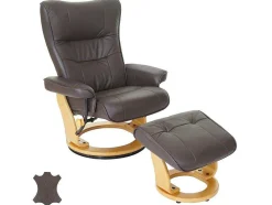 Edmonton Fauteuil Met Kruk, Bruin, Naturel Bruin