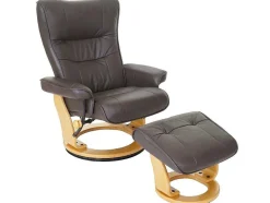 Edmonton Fauteuil Met Kruk, Bruin, Naturel Bruin