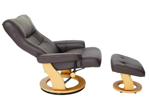 Edmonton Fauteuil Met Kruk, Bruin, Naturel Bruin