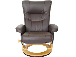 Edmonton Fauteuil Met Kruk, Bruin, Naturel Bruin