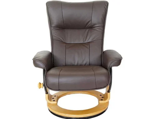 Edmonton Fauteuil Met Kruk, Bruin, Naturel Bruin