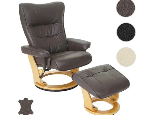 Edmonton Fauteuil Met Kruk, Bruin, Naturel Bruin