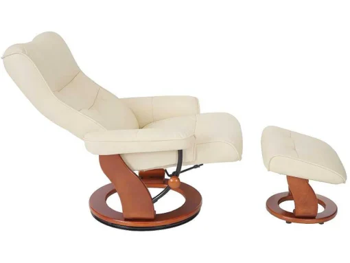 Edmonton Fauteuil Met Kruk, Creme, Honingkleurig
