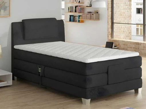 Eenpersoons Boxspring Met Elektrische Bedbodem + Matras En Dekmatras Castel Palacio - 100X200Cm - Antraciet
