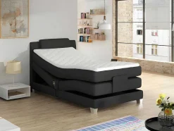 Eenpersoons Boxspring Met Elektrische Bedbodem + Matras En Dekmatras Castel Palacio - 100X200Cm - Antraciet
