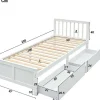 Eenpersoonsbed 90X200Cm In Massief Hout Met 2 Laden - Wit