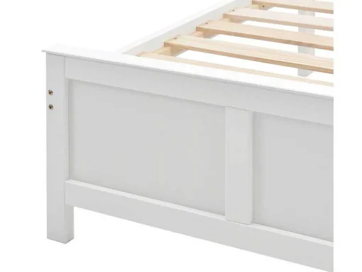 Eenpersoonsbed 90X200Cm In Massief Hout Met 2 Laden - Wit