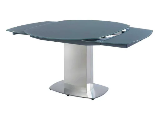 Eettafel Talicia Uitschuifbaar Van Gehard Glas En Metaal - 6 Tot 8 Personen - Grijs