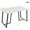Eettafel 140X80 Cm - Metalen Structuur - Marmerpatroon Fineer - Wit & Zwart