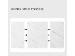 Eettafel 140X80 Cm - Metalen Structuur - Marmerpatroon Fineer - Wit & Zwart