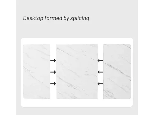 Eettafel 140X80 Cm - Metalen Structuur - Marmerpatroon Fineer - Wit & Zwart