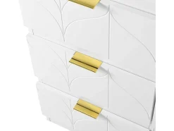 Eigentijdse Scandinavische Draaibare Kaptafel Met 6 Lades - Versierd Met Bloemmotief - Wit