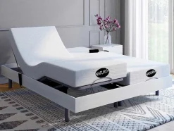Elektrisch Bed - Bedbodem En Matras - Met Vormgeheugen En Bamboe Lysis Iii Van Naturea - Motoren Okin - 2 X 80 X 200 Cm - Wit