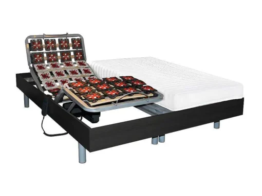 Elektrisch Bed Bedbodem En Matras Latex-Instap Cassiopee Iii Van Dreamea - Zwart - Motoren Okin - 2X70X190 Cm