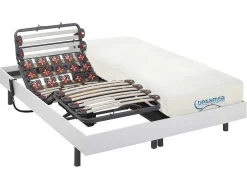 Elektrisch Bed Bedbodem En Matras Lattenbodem En Contactplaatjes Met Vormgeheugen - Dionysos Van Dreamea - Motor Okin - Wit - 2X80X200 Cm