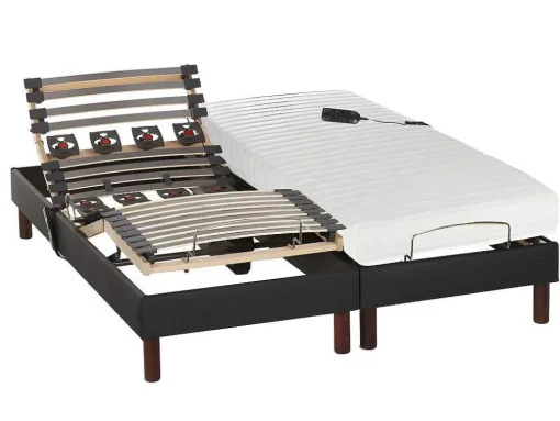 Elektrisch Bed Bedbodem En Matras Met Latex Instap En Antracieten Stof Uranus Van Dreamea - 2X80X200 Cm