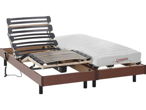 Elektrisch Relaxbed Met Matras Met Latex-Instap Tyndare Van Dreamea - Kersenhout - 2 X 80 X 200 Cm