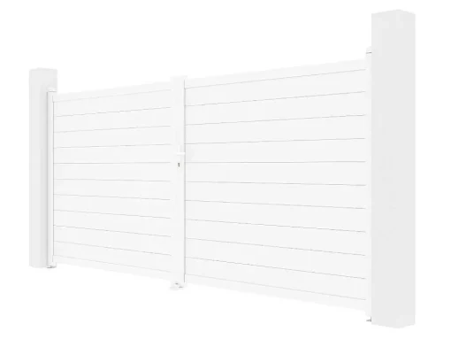 Elektrische Draaipoort Van Aluminium L397 X H181 Cm Wit - Nazario